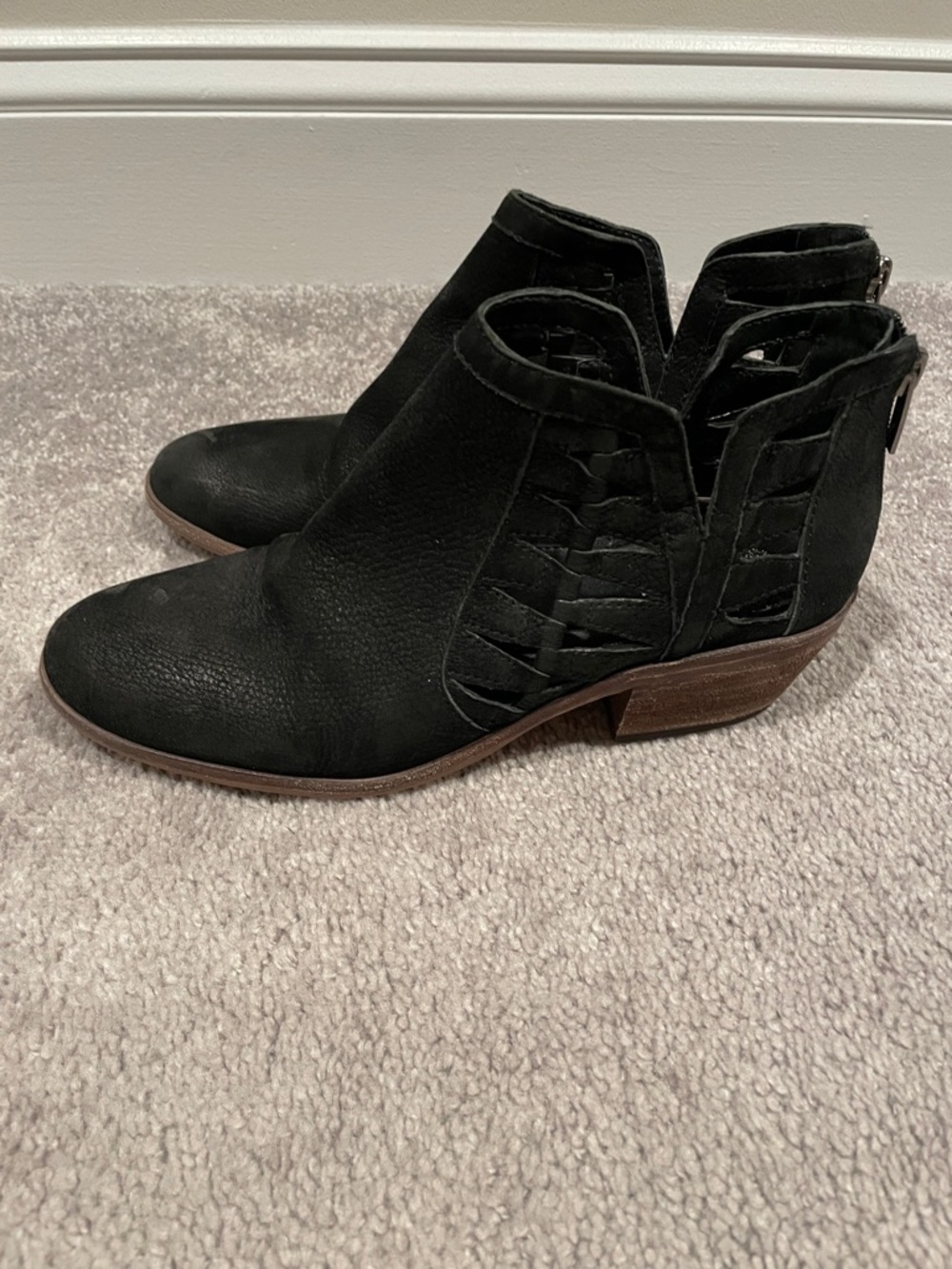 Women's Black Cutout Ankle Booties - Stylish Low Heel